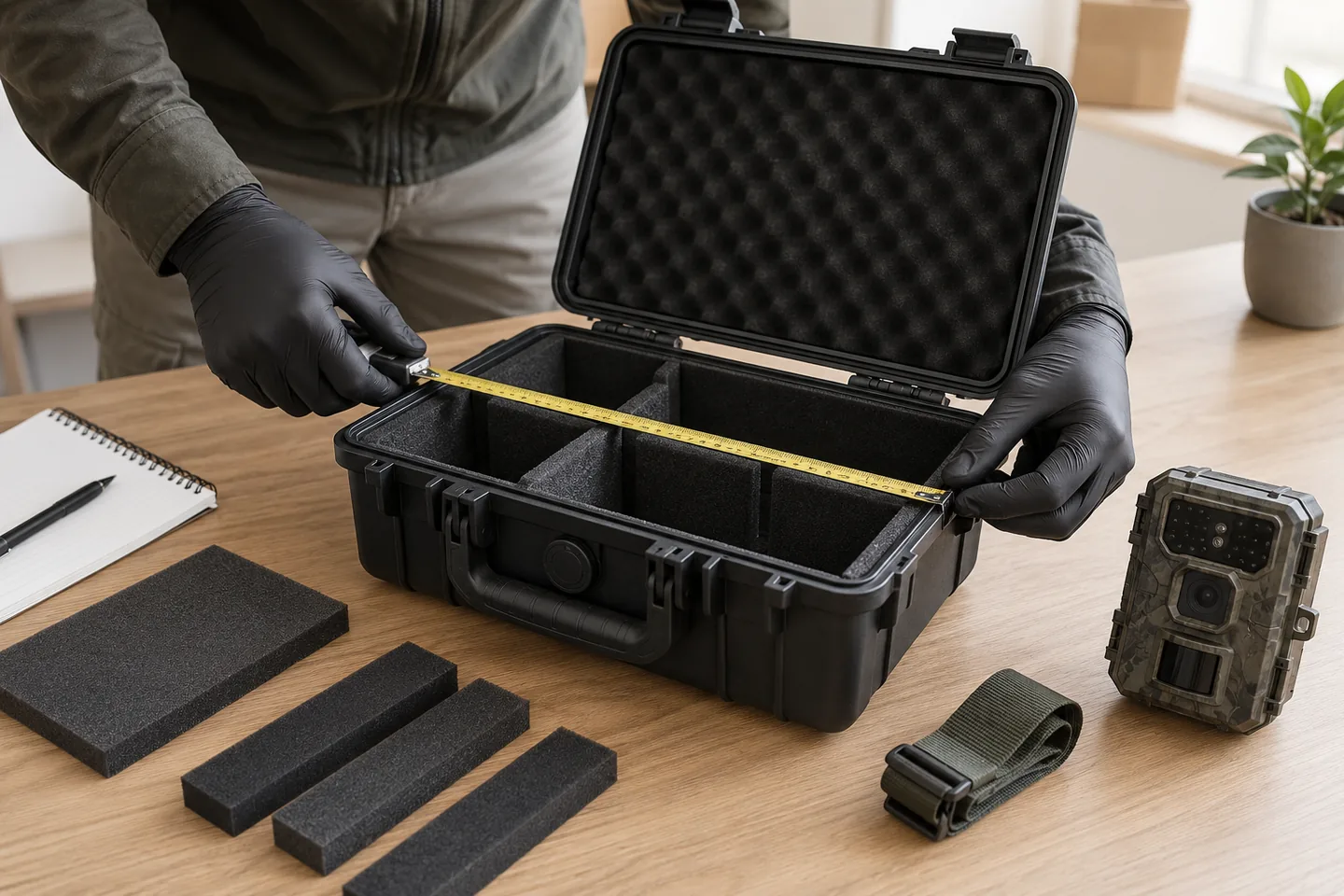 Medición interior de un maletín estanco para cámara de fototrampeo
