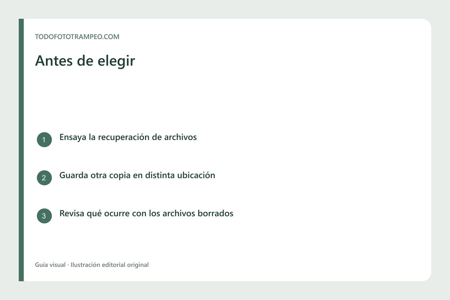 Infografía para comprobar una copia: comparar carpetas, abrir archivos y ensayar su recuperación